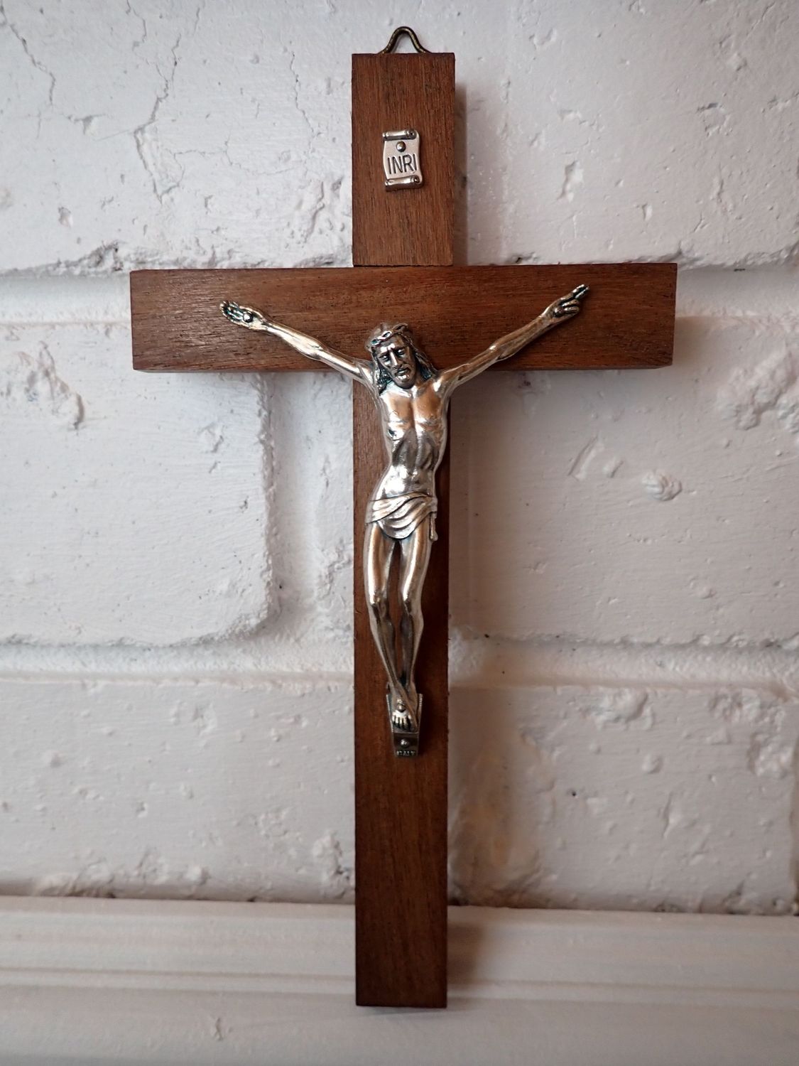 Mahogany Wood Wall Crucifix - 20cm