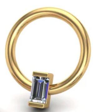 Baguette Seam Ring CZ 14kt