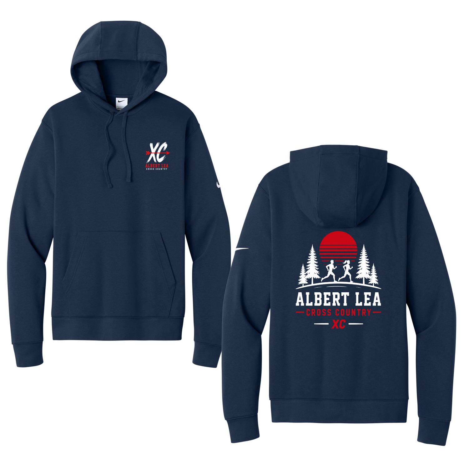 Nike Club Fleece Sleeve Swoosh Pullover Hoodie Navy