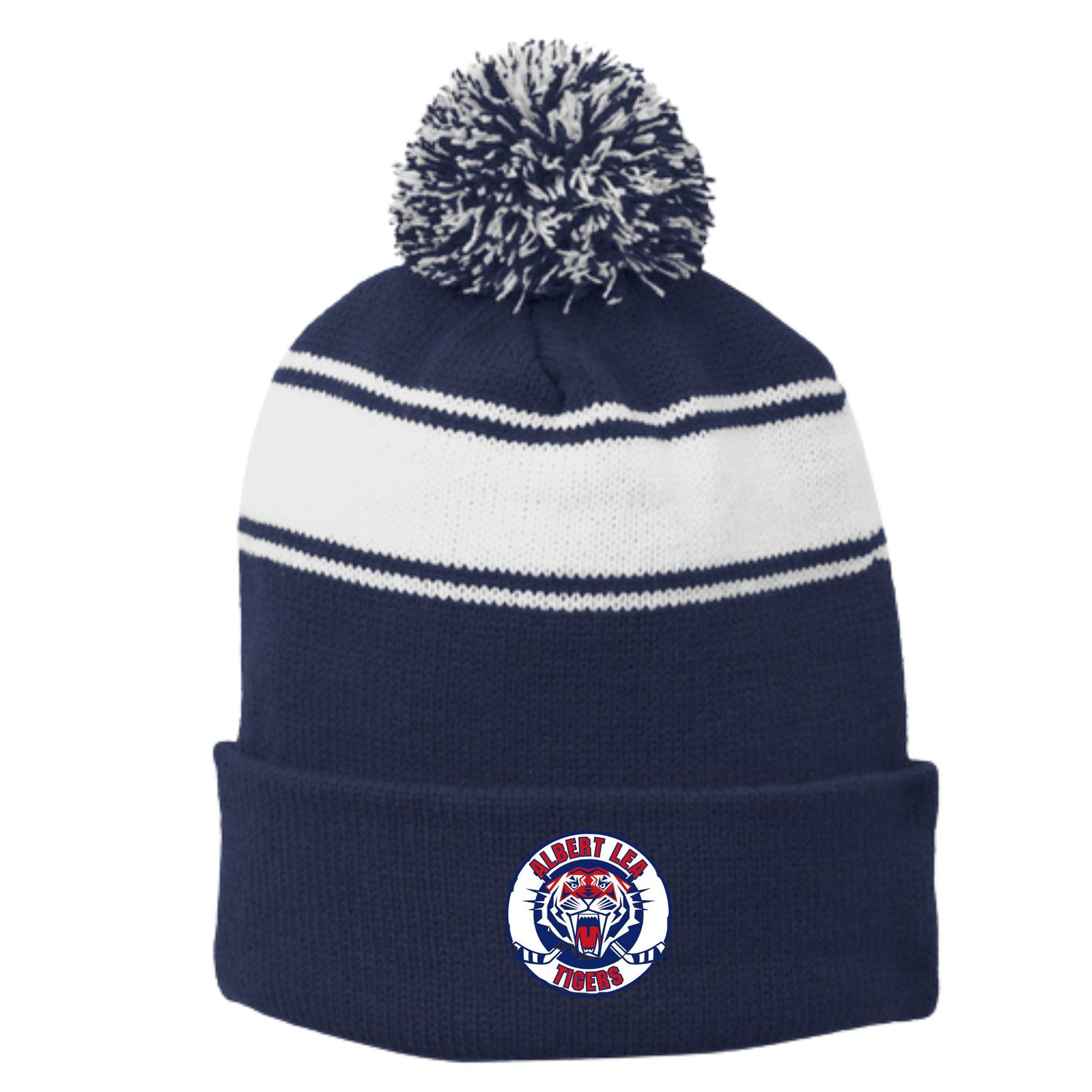 Sport-Tek® Stripe Pom Pom Beanie