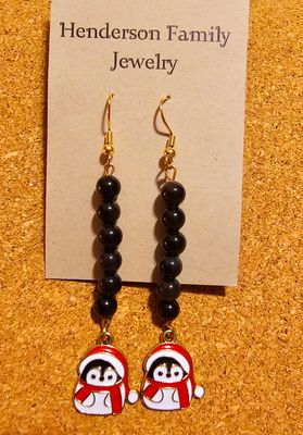 Christmas 🐧 Penguins with Black Tourmaline, Christmas Set with Snowflakes ❄️, Christmas ⛄️ 🎄