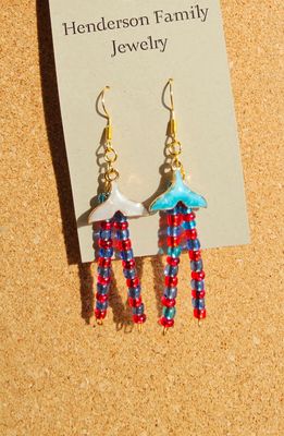 Whale 🐋 Tails, Red &amp; Blue beadwork