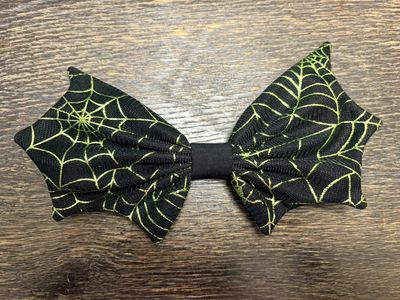 Bat Bow tie - Black with green spider web