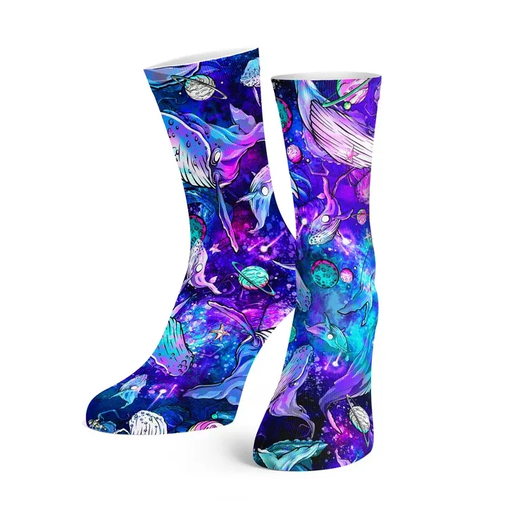 Space Fish Army Eco-Friendly Dive Socks, Color: Cosmic Whale