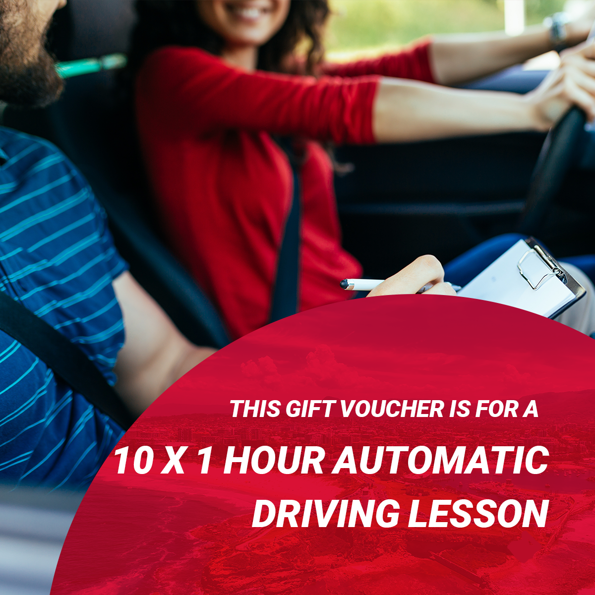 This gift voucher is for a 10 x 1 hour automatic driving lesson
