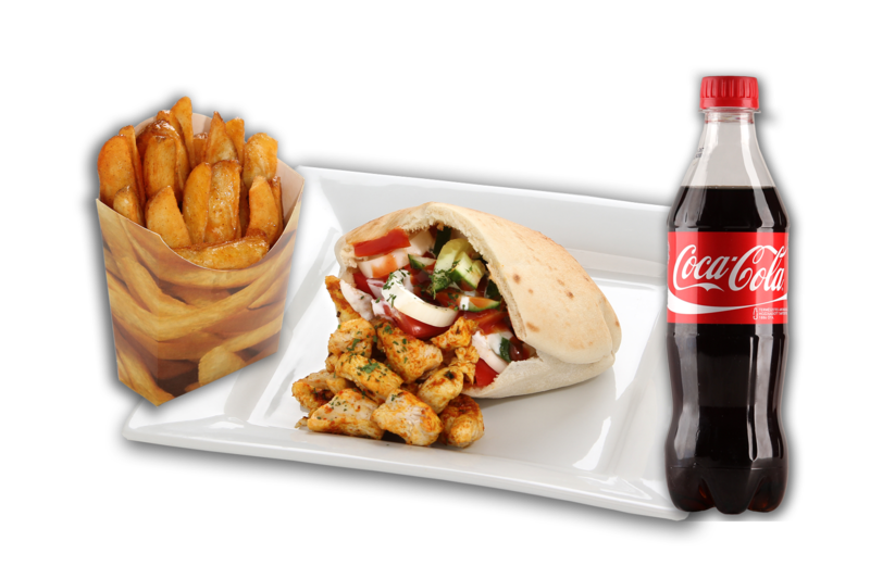 Gyros menü /gyros szendvics+sült burgonya+0,5 l üdítő/