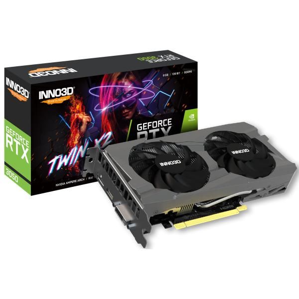 INNO3D N30502-08D6-1711VA41 GeForce RTX 3050 Twin X2 V2, 8GB GDDR6, 128-bit, 1777, 14Gbps, 1xDP+HDMI