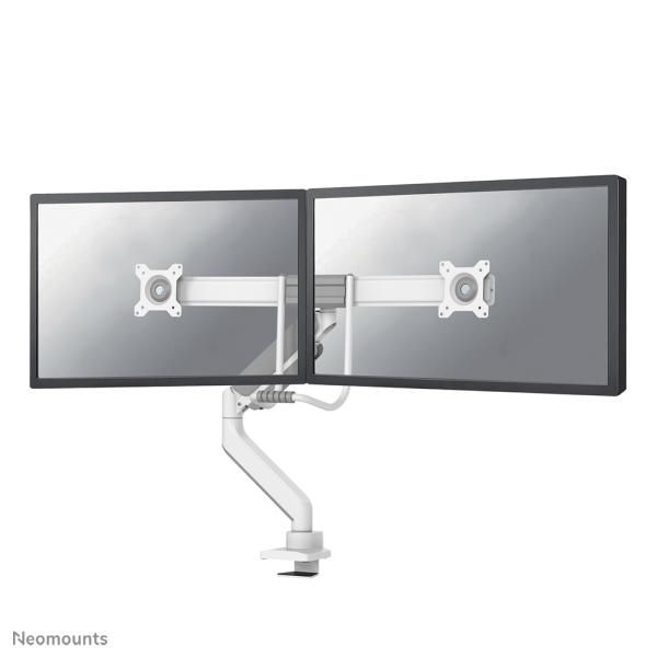 Neomounts DS75-450WH2 Full-Motion Screen Desk Mount, 2 screens, topfix clamp &amp; grommet
