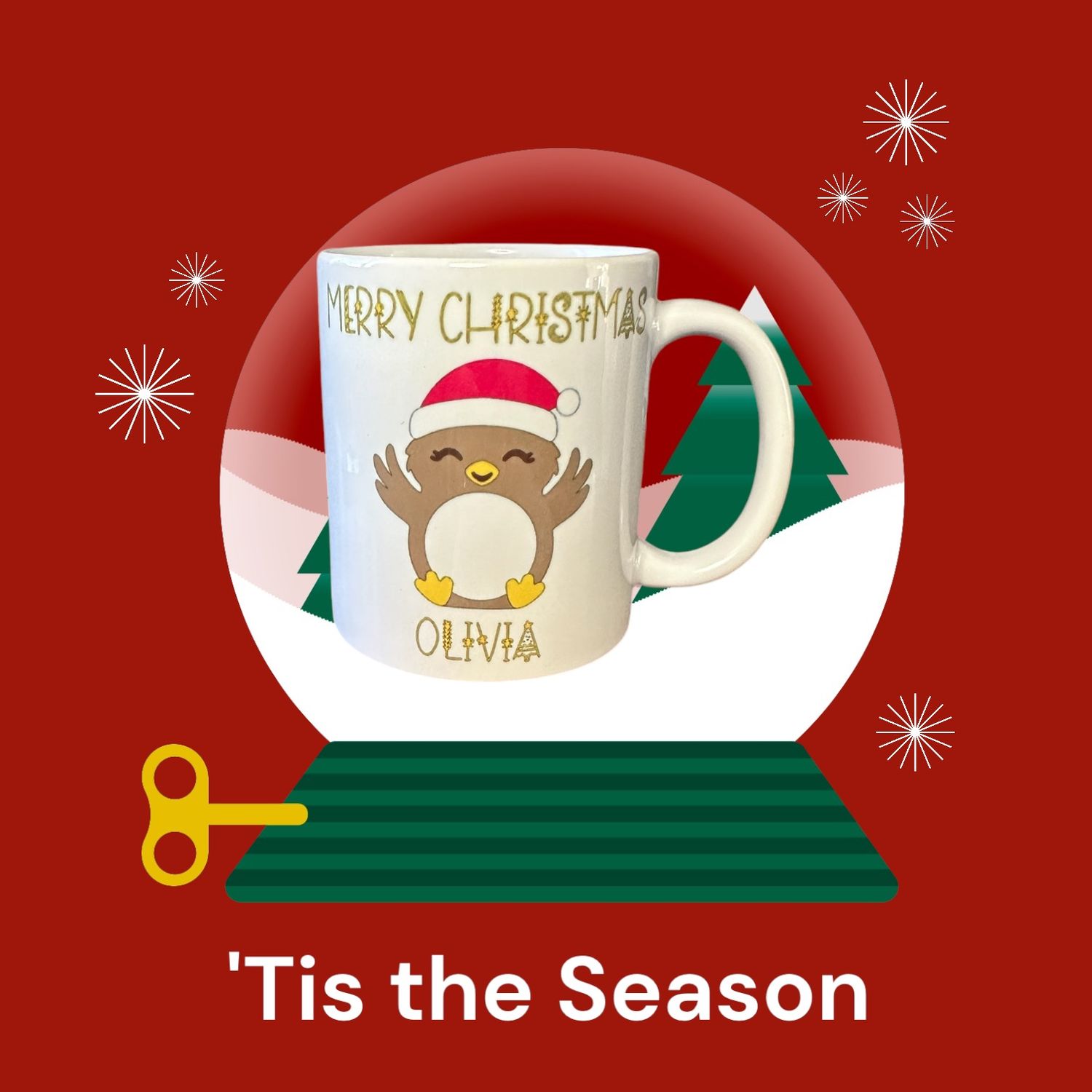 Merry Christmas Bird Name Mug