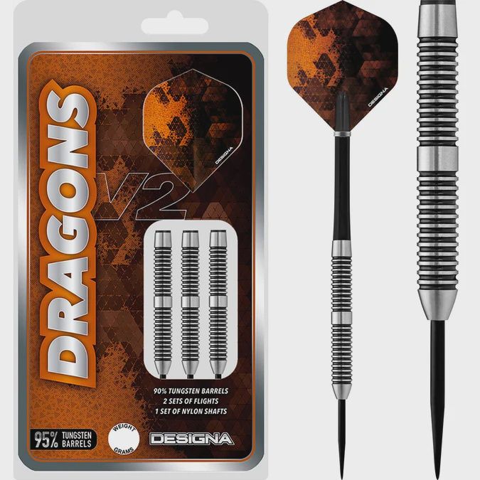 Designa Dragons V2 Multi Ringed Steel Tip Darts, weight: 22gm