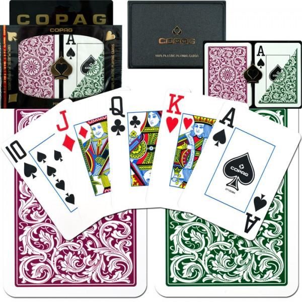 Copag Double Deck Poker Size Jumbo Index Burg/Green