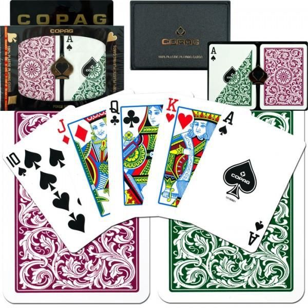 Copag Double Deck Poker Size Regular Index Burgundy/Green