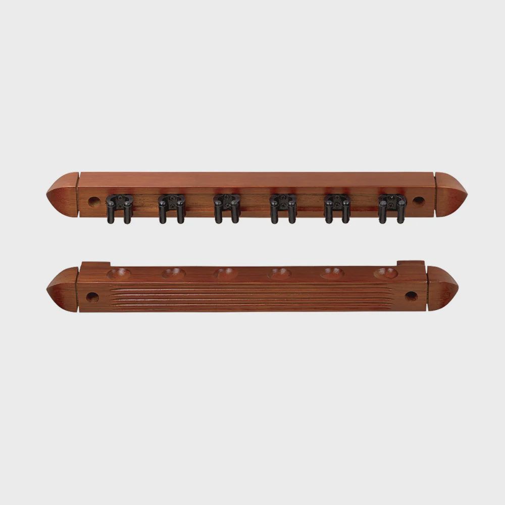 2pc 6 Cue Wall Rack Mahogany
