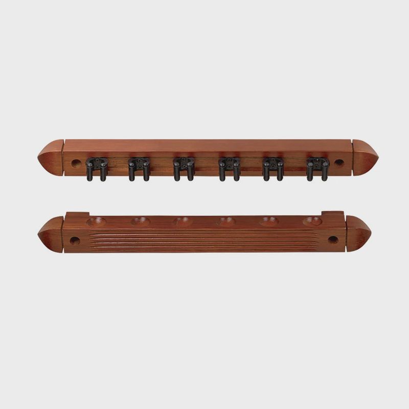 2pc 6 Cue Wall Rack Mahogany
