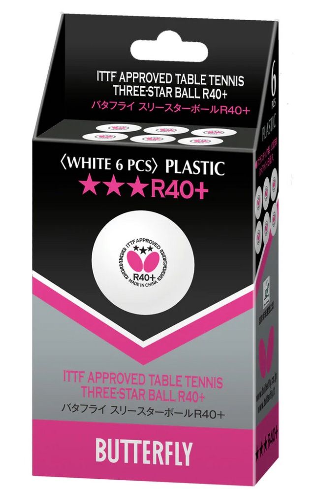 Butterfly 3 Star 6 Pack Balls White