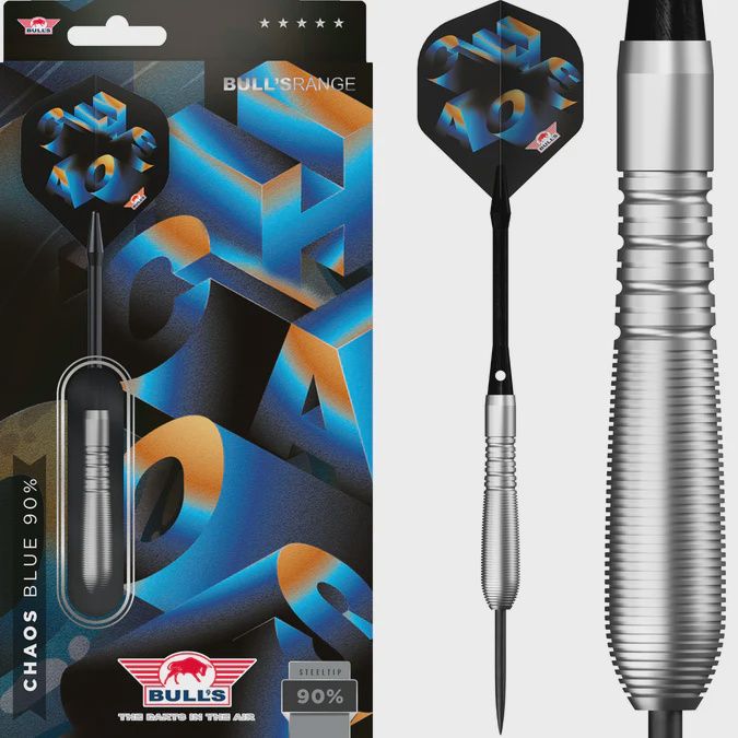 Bulls Chaos Darts - Steel Tip - 90% Tungsten - Blue Bulls Chaos Darts - Steel Tip - 90% Tungsten - Blue