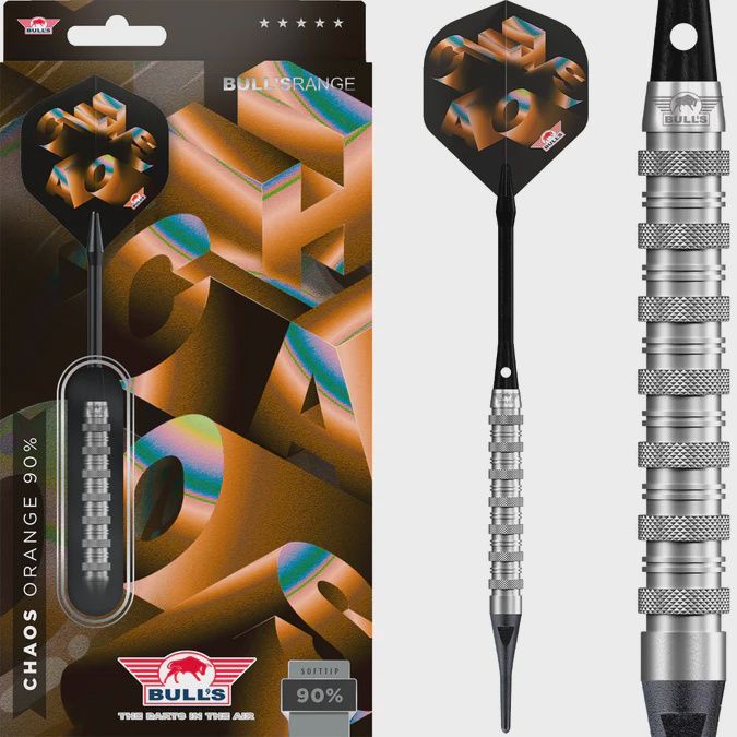 Bulls Chaos Darts - Soft Tip - 90% Tungsten - Orange