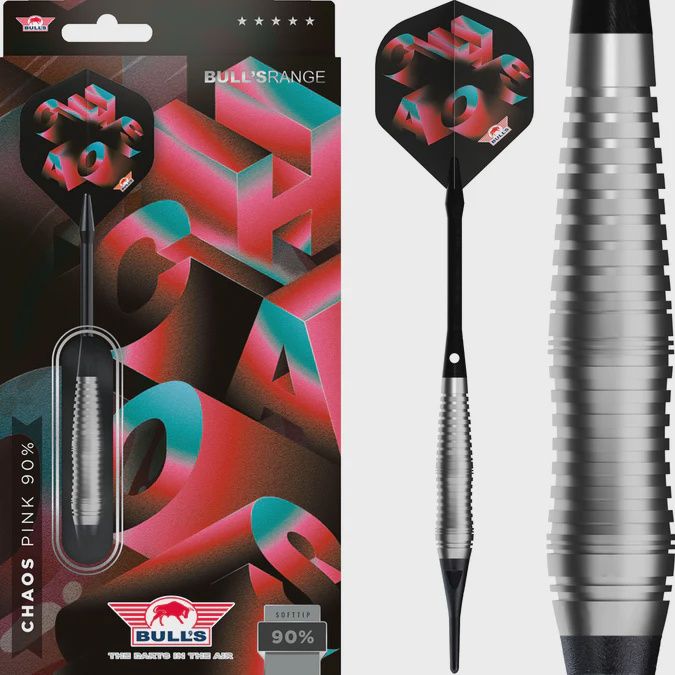 Bulls Chaos Darts - Soft Tip - 90% Tungsten - Pink