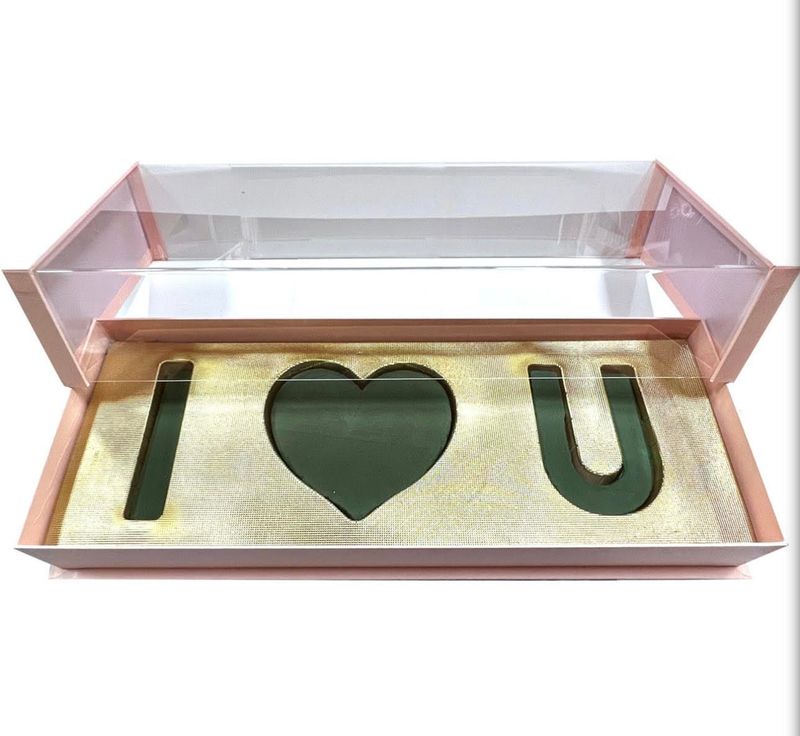 Acrylic Pink Deep love floral gift box with fresh Foam