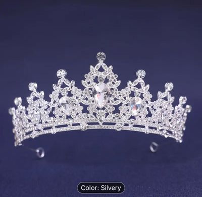 Silver Rhinestone Queen Style Crown