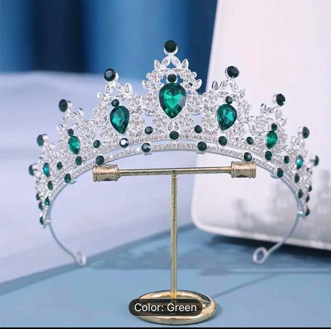 Silver/ green Queen Style Crown