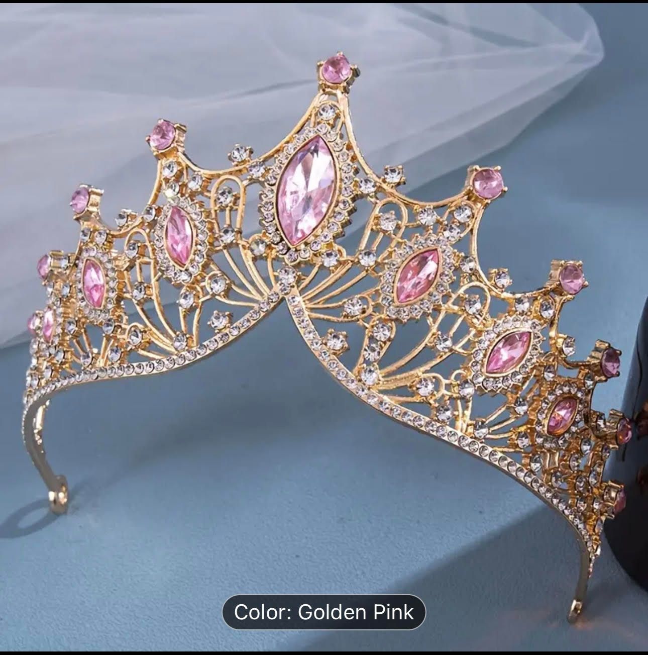 Gold/Pink Shimmering Princess Crown