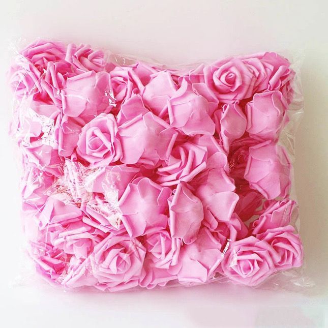 3” Pink Foam Roses Head
