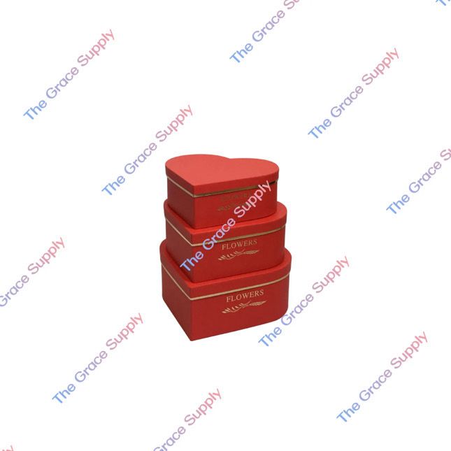 3 SETS RED HEART SHAPE BOX