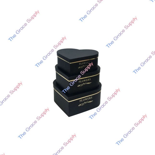 3 SETS BLACK HEART SHAPE BOX