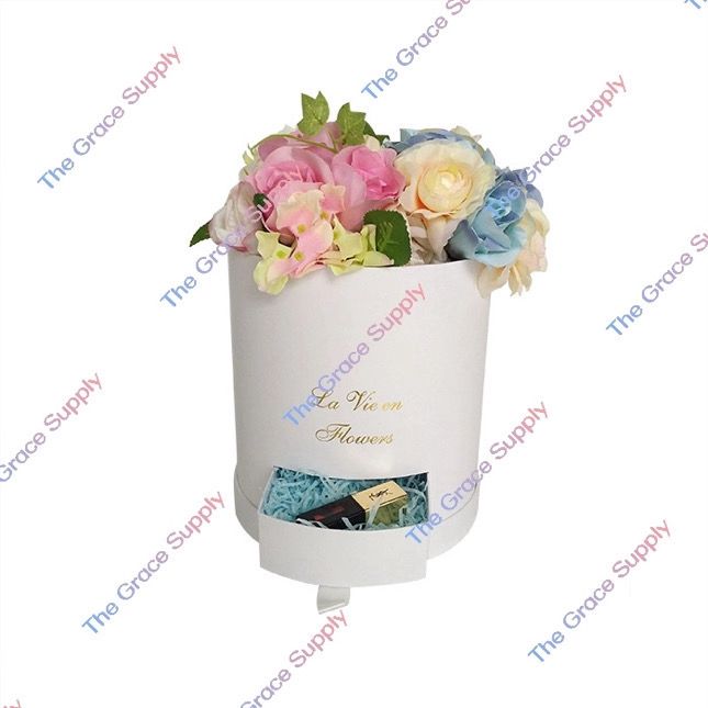 WHITE CILINDER BOX WITH DRAWER