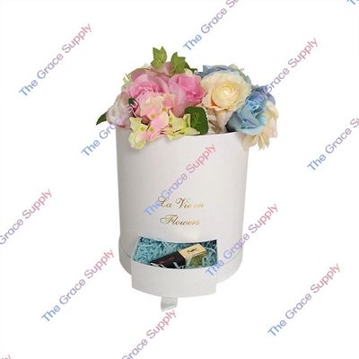 WHITE CILINDER BOX WITH DRAWER