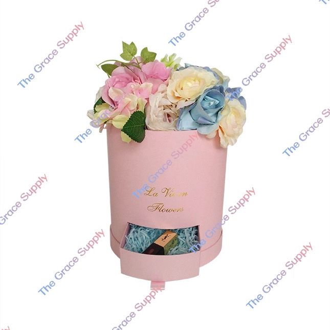 PINK CILINDER BOX WITH DRAWER