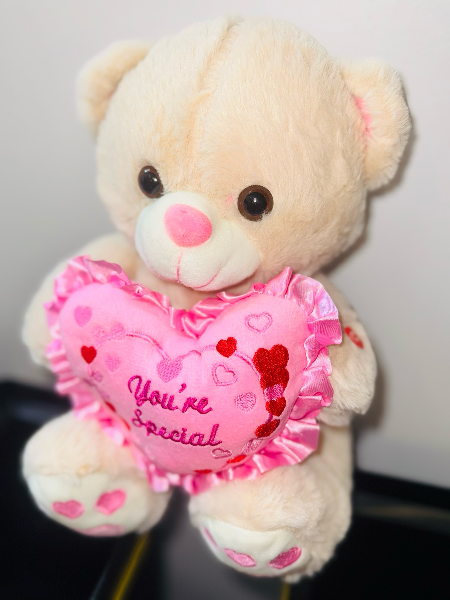 12” Pink VDay Bear with Lights And Sound