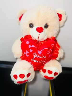 12” VDay Brown And Red Teddy Bear With Lights And Sound