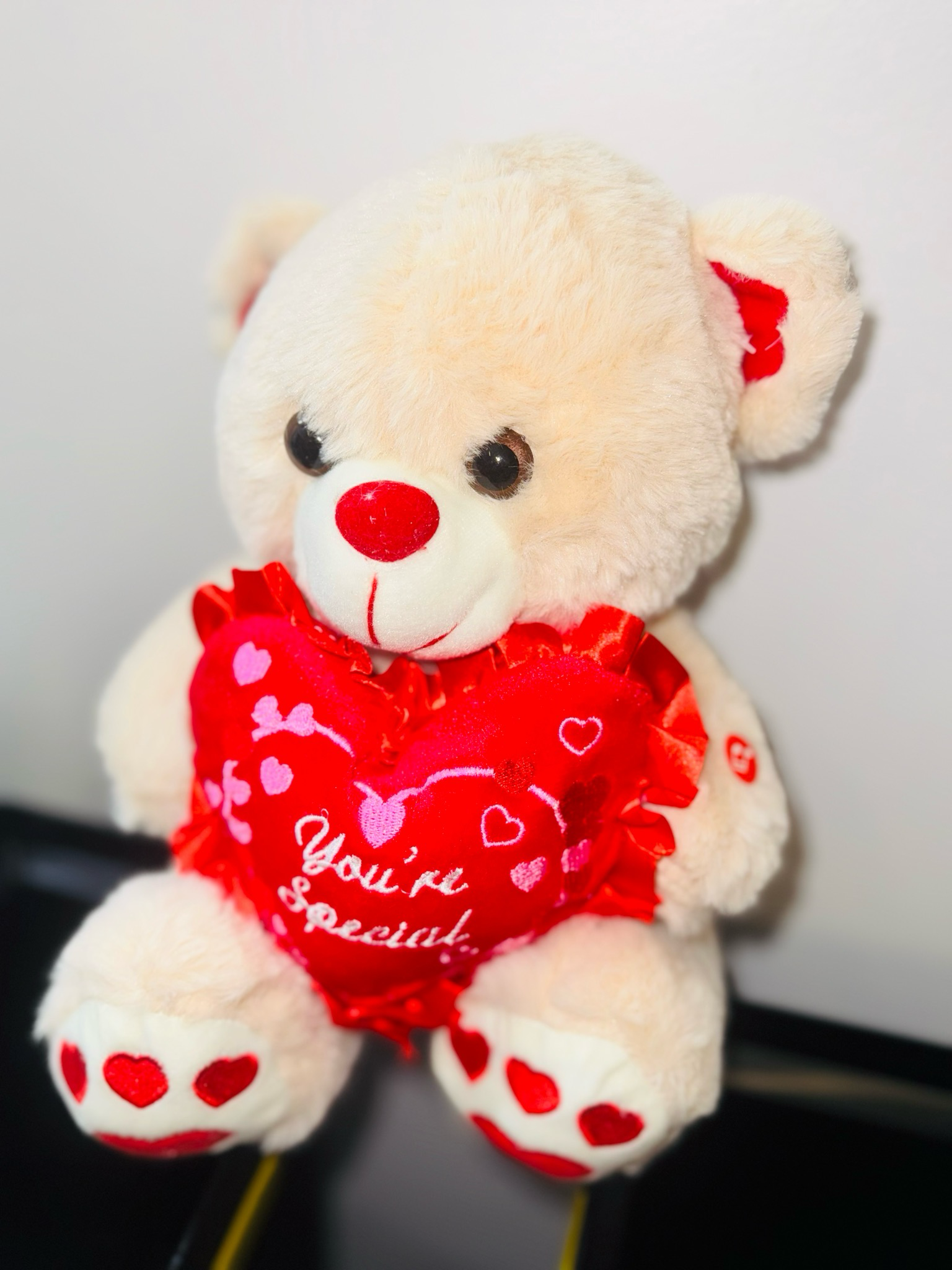 12” VDay Brown And Red Teddy Bear With Lights And Sound