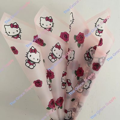 Pink Translucent Hello Kitty And Roses Paper