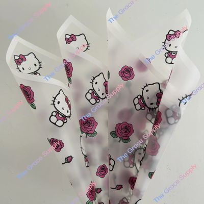 White Translucent Hello Kitty And Roses Paper