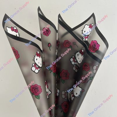 Black Translucent Hello Kitty And Roses Paper