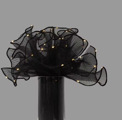 Black Floral Wrapping Mesh With Lights