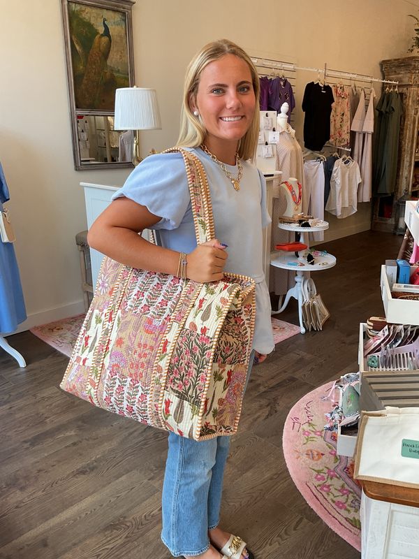 HAND QUILTED PATCHWORK TOTE (multiple color options)