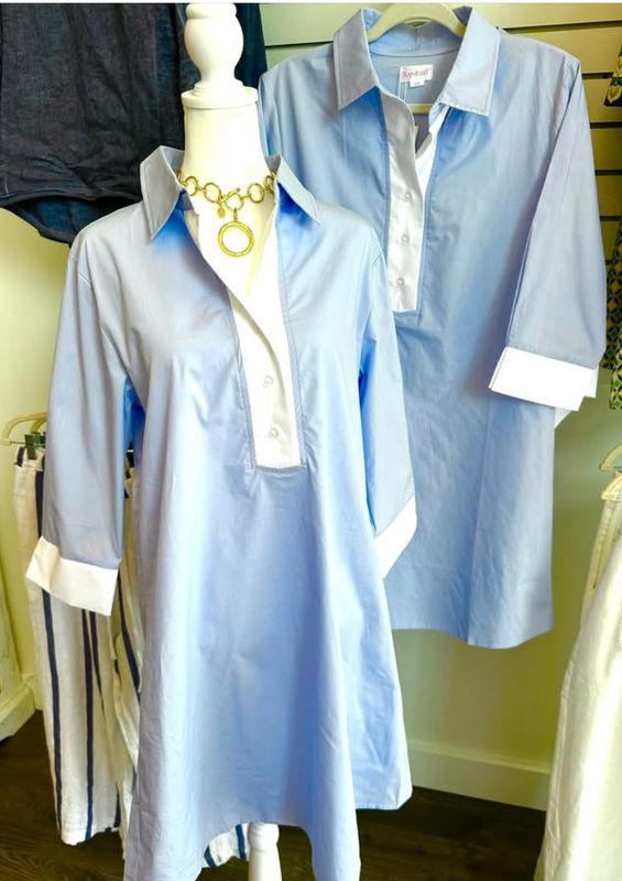 ELODIE COTTON POPLIN DRESS- LIGHT BLUE