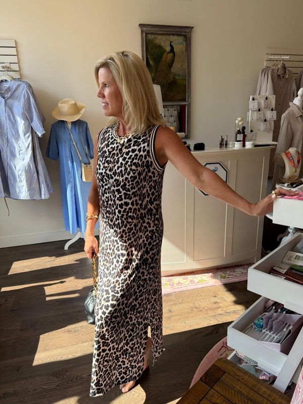 CONTRAST TRIM LEOPARD MAXI