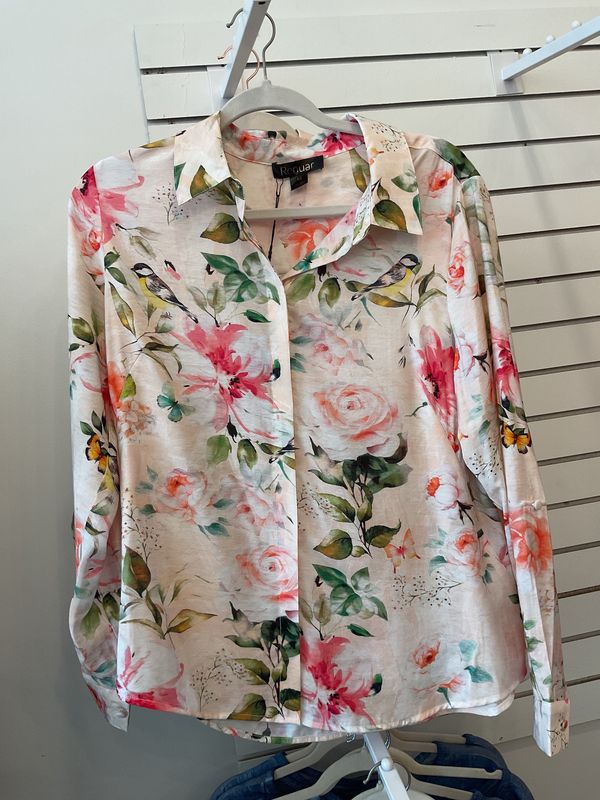 RENUAR ROSE PRINT BUTTON BLOUSE