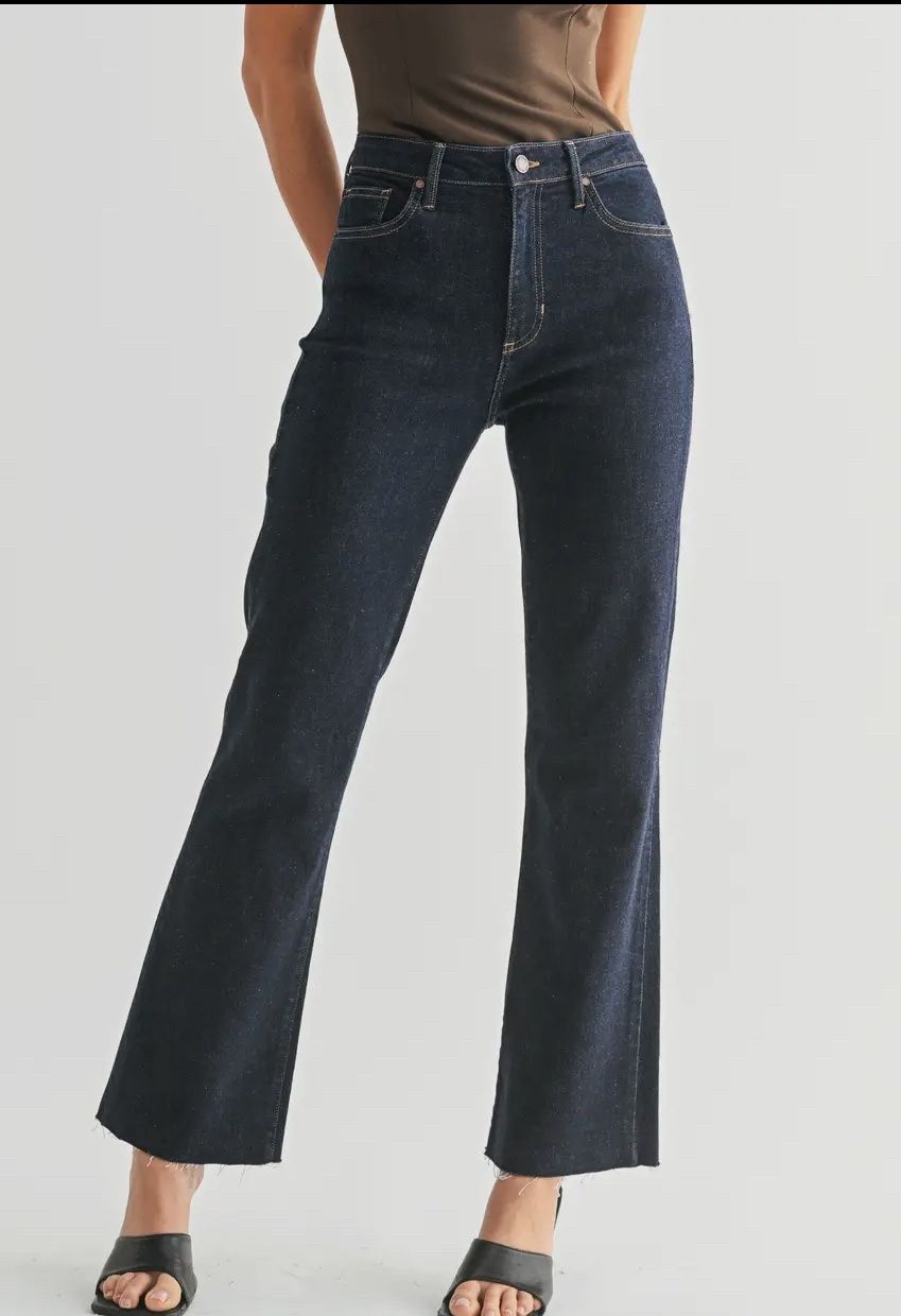 JUST BLACK DENIM DARK CROPPED FLARE