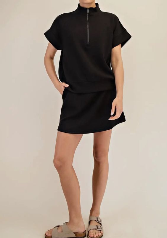 MODAL QUARTER ZIP TOP/SKORT 2 PC SET