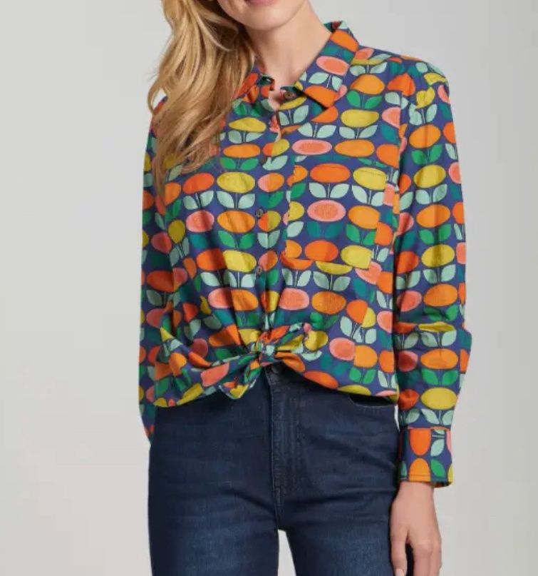 NAVY MULTI BOYFRIEND SHIRT