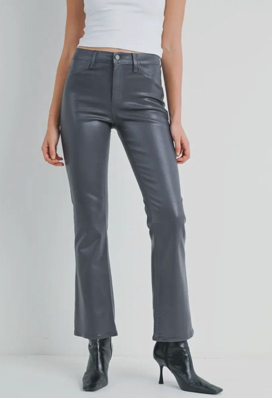 COATED SLIM BOOTCUT- CHARCOAL