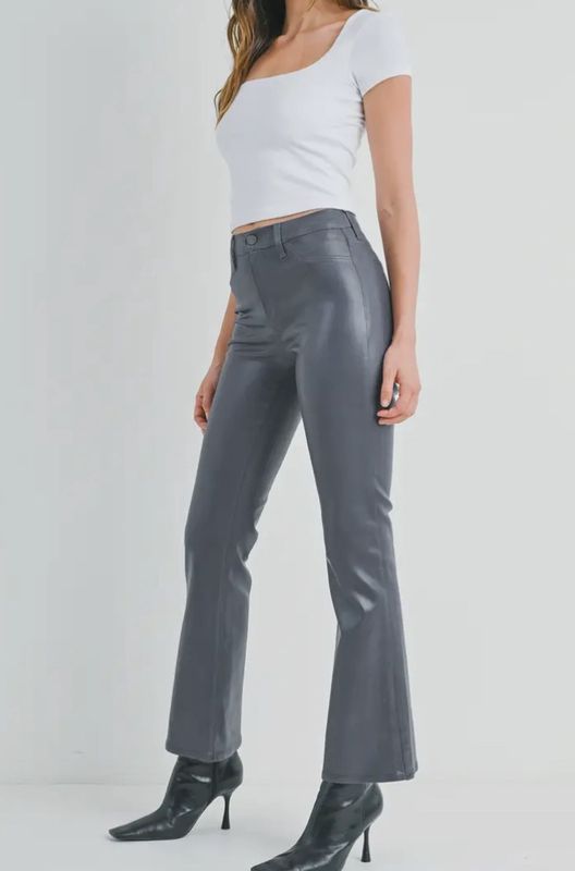 COATED SLIM BOOTCUT- CHARCOAL