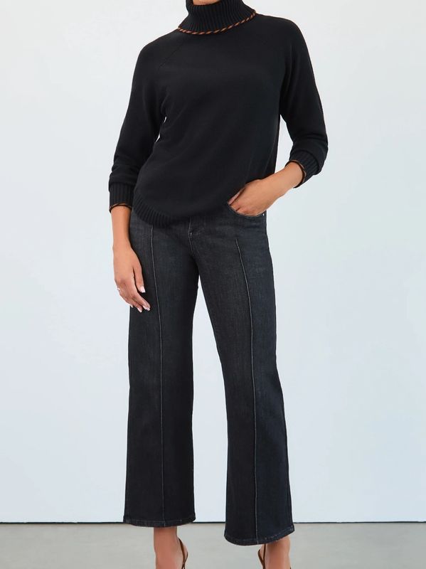 FDJ OLIVIA PINTUCK WIDE LEG- BLACK WASH