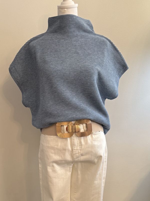 FDJ MOCK NECK SWEATER VEST- INDIGO